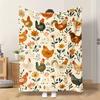 Vintage Chicken Rooster Print Throw Blanket Cozy Sofa Couch Manta Soft Bed Decorative Blanket For Bedroom Living Room