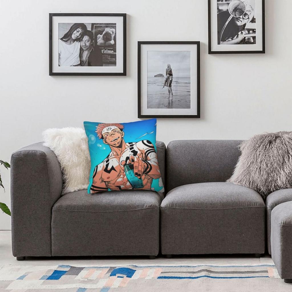 Pillow Case Ryomen Sukuna Jujutsu Kaisen Polyester Pillow Cover Kawaii Cushion Cover Pattern Pillowcases For Home Decorative