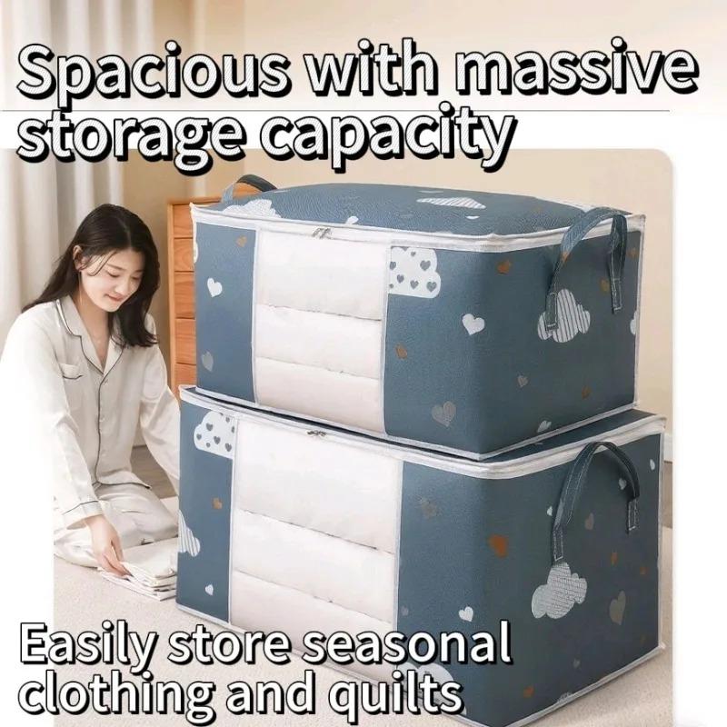 Storage Bag Non-woven Foldable Clothes Blanket Quilt Sweater Foldable Organizer Box Durable Cartoon Print Winter Clothes Cabinet