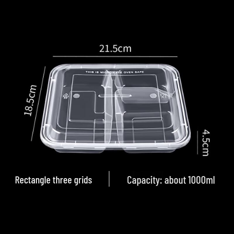 Disposable 3-Compartment Food Containers