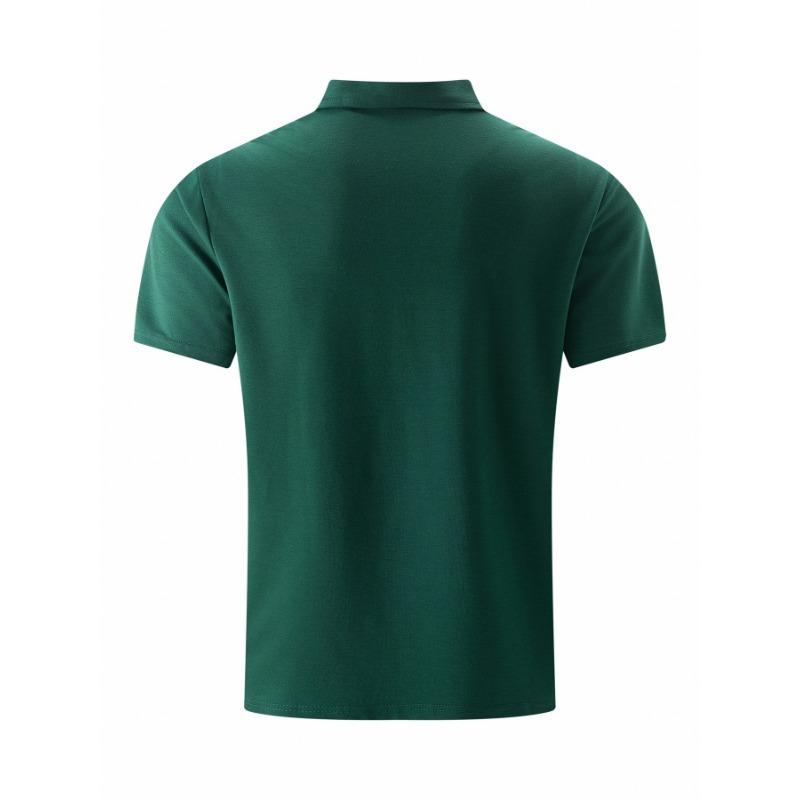 Men's Polo Shirt Casual Solid Color Zipper Lapel Top