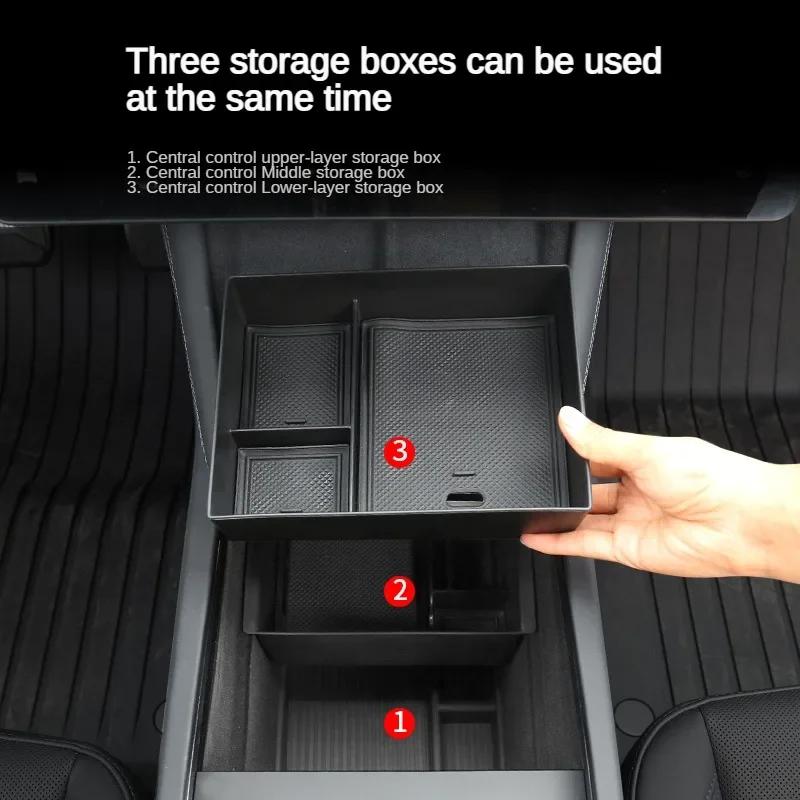 Model3+ 2025 Central Control Storage Box For Tesla Model 3 Highland Flocking Central Armrest Hidden Organizer Stowing Tidying