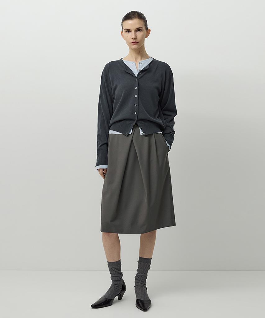 Leopeusaideuhwaiteulabel Budlet Pleated Skirt Charcoal