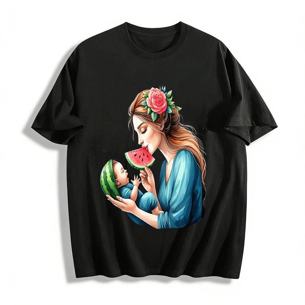 

Summer Parent-child Watermelon Fun Print Casual T-shirt Pure cotton T-shirt XXS