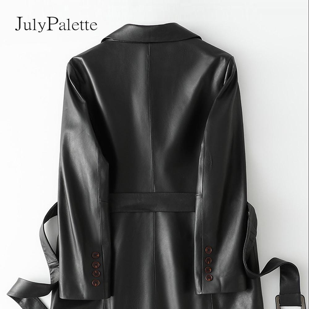 Blazer Lambskin  New Women Double Breasted Belt Genuine Leather S Ladies Sheepskin Jacket