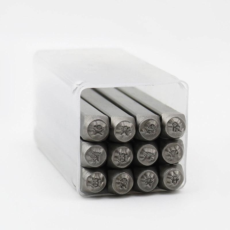 12-teiliges Metallprägewerkzeug-Set 1/8” (3mm), Stahl Süßer Hund Stanzset Lederstempel für Schmuckherstellung DIY Basteln