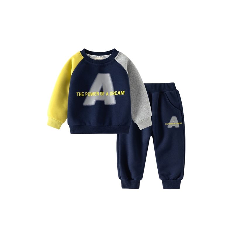 Shark Spring and Autumn Boys and Girls Letter Sweater Suit