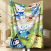 Sanrio Birthday Flannel Blanket Soft Cozy Plush Throw Kawaii Hello Kitty Sofa Bed Cover Office Nap Shawl Travel Camping Blanket