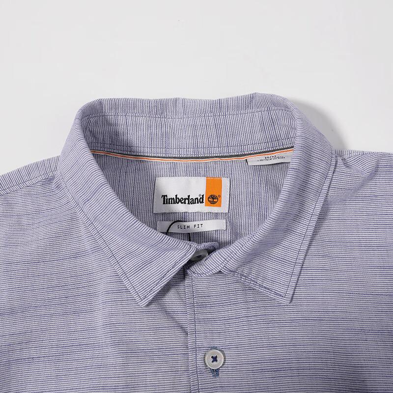 Timberland Outdoor Comfortable Breathable Business Casual Solid Color Stand Collar Single Breasted Long Sleeve Shirt Men Shirts Light-Purple A24ME-CZ5
