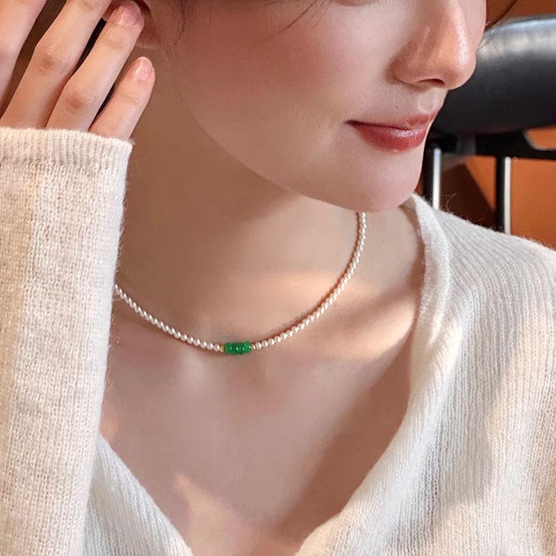 

Shi Family Women s Jade Pearl Clavicle Necklace - Luxury Pendant Jewelry