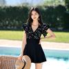 Women's High-Waisted Skirted One-Piece Swimsuit: Tummy Slimming Korean Fashion 2025 for Hot Springs and Swimming