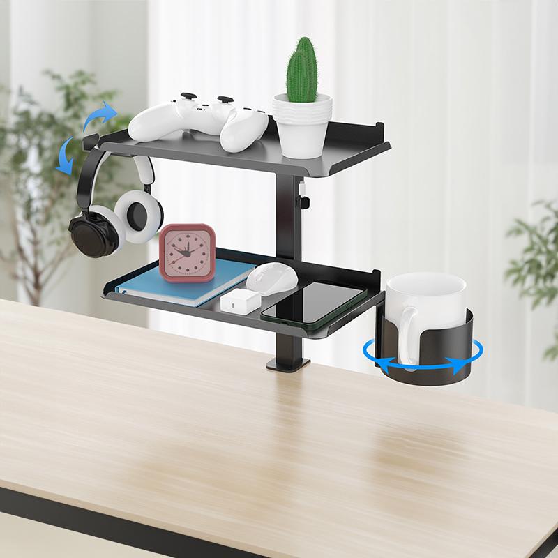 3 -Tier Multifunctional Desk Side Storage Rack Organize Your Workspace Effortlessly Adjustable Desktop Expansion Stand Cup Holde