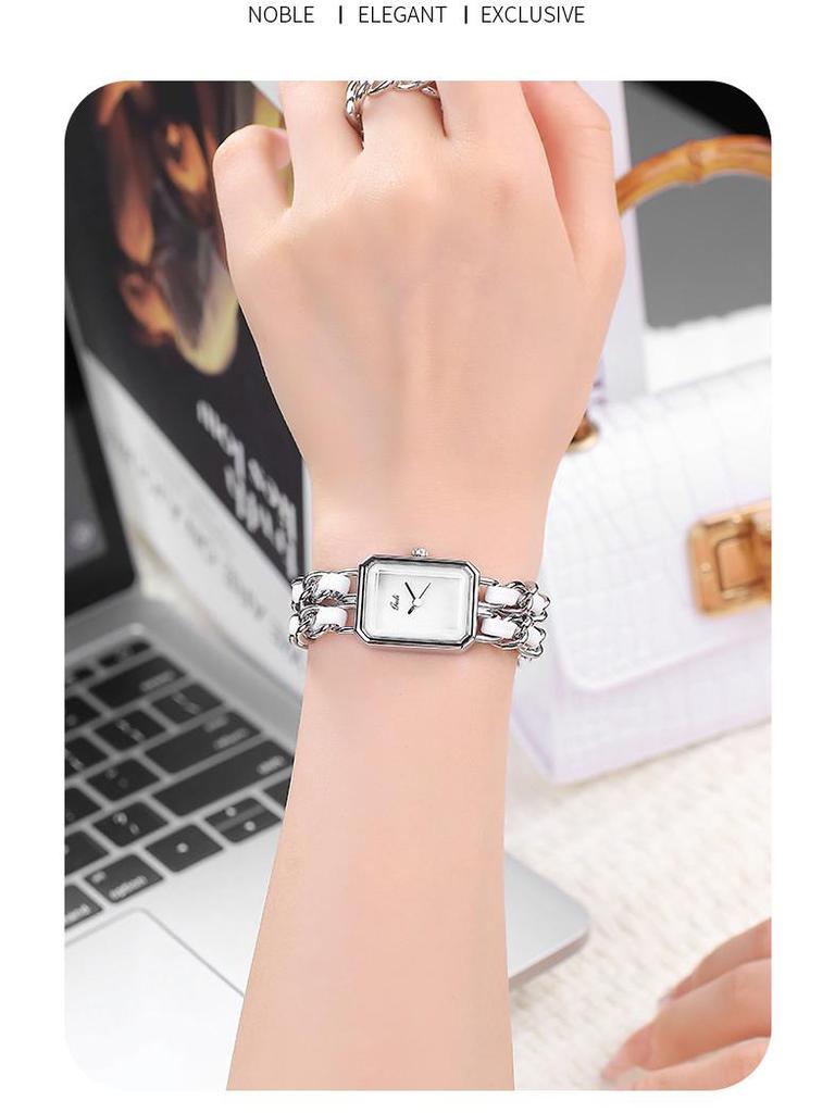 Gedi Elegant Small Square Women's Quartz Watch with Niche Bracelet Style