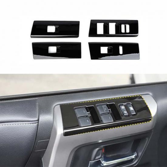 Glossy Black Window Lift Switch Button Decor Trim Cover Bezels for 4runner 2010+