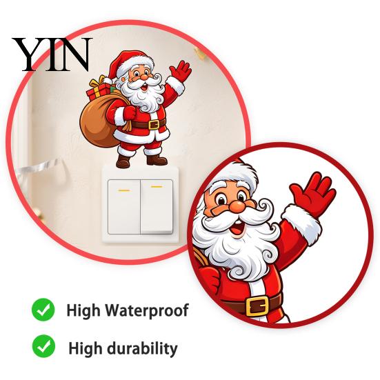 Decorative Christmas Wall Stickers Santa Claus Switch Sticker, Light Decal for Xmas Holiday, Party Supplies Removable Self-Adhesive Sticker