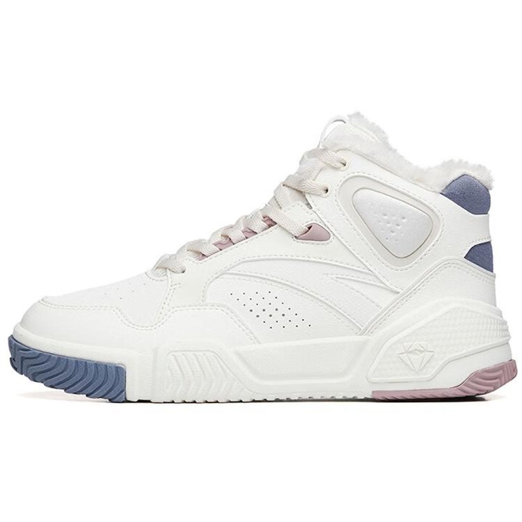 

New Anta Flame Wear-Resistant High-Top Skateboard Shoes Women s White Gray 122248990R-1 35.5