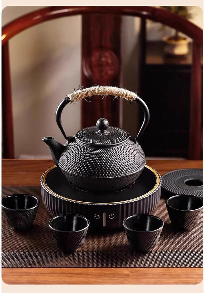 Handmade Uncoated Cast Iron Japanese Tea Pot - Retro Style Hearth Kettle for Brewing and Boiling Water