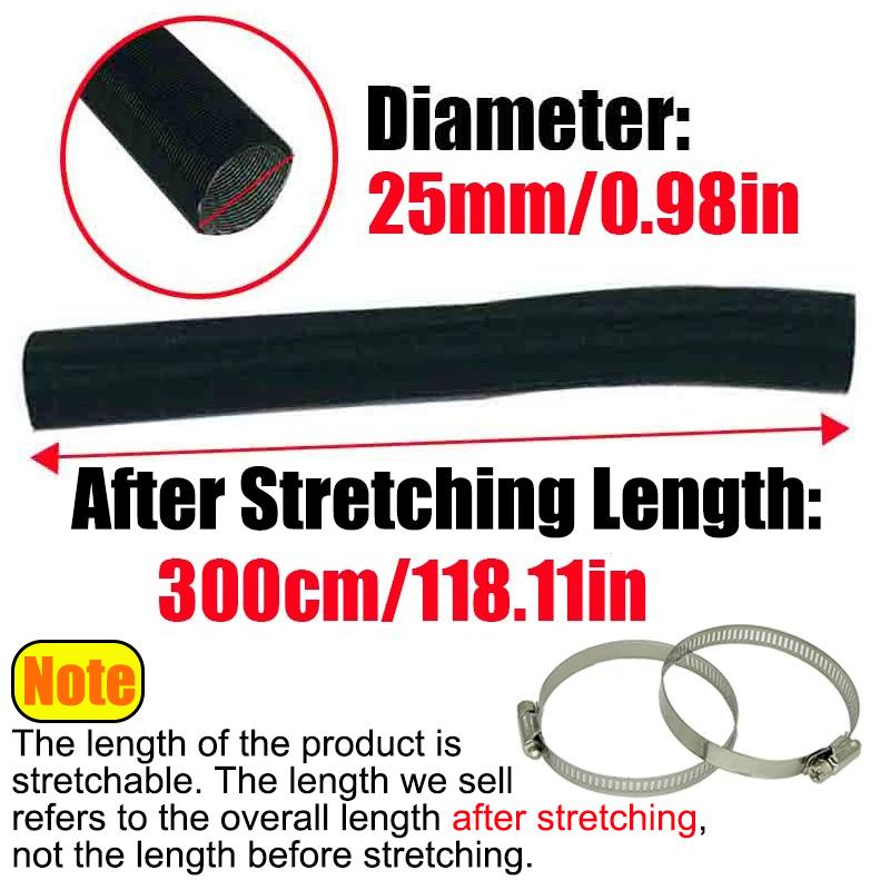 

25mm 42mm 60mm 50mm 75mm 80mm Air Diesel Parking Heater Duct Pipe Tube Hose 3M 5M Length With 2 Clamps For Webasto Eberspacher Stretch 3M 25mm