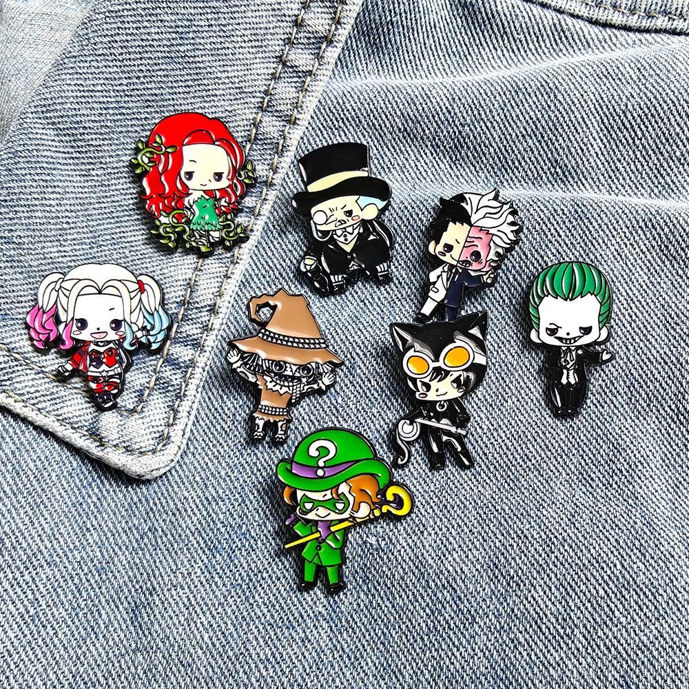 Gotham Villains Brooch: Harley Quinn, Joker, Catwoman & Riddler Badge Pins