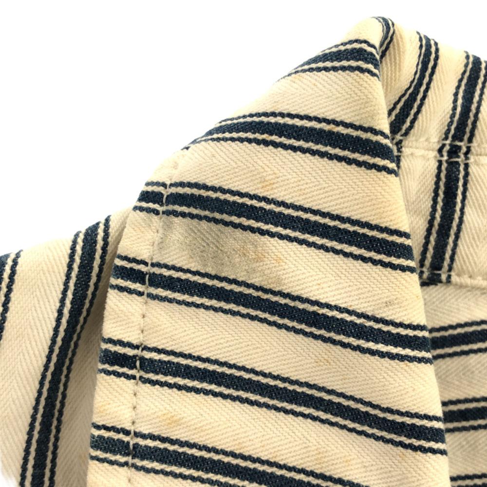 LAURENJEANSCO.RALPH LAUREN Stripe Herringbone Cotton Jacket L White Women Used