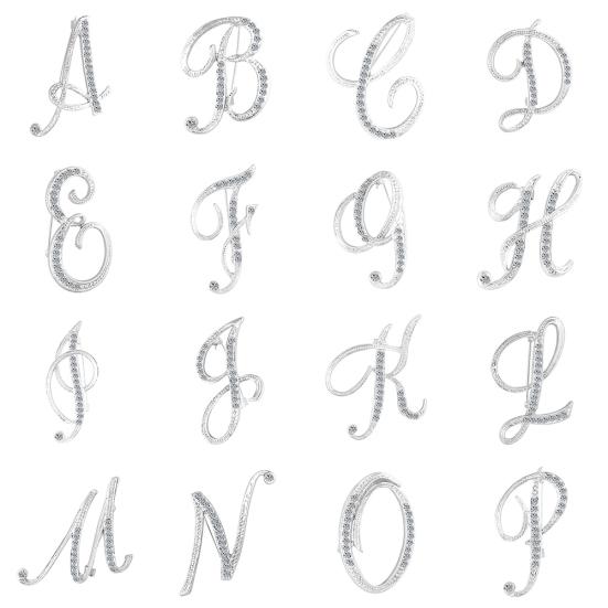 1 Pc Fashion Unisex Rhinestone English Letters Alphabet A-Z Brooch Pin Ornament