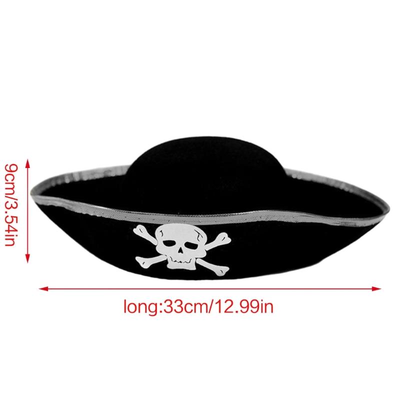 Vintage Triangular Hat with Roll Up Brim Halloween Banquet Party Pirate Hat for Girls Festival Theatrical Performances