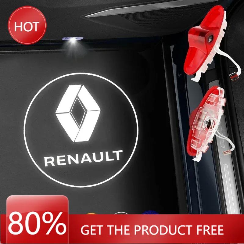 Hub Caps 2Pcs LED Car Door Welcome Lights Logo Projector For Renault Samsung QM6 SM5 L43 SM6 SM7 Ghost Shadow Led Lamp Auto Acce