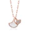 Stylish Titanium Steel Locking Chain Necklace With Inlaid Ginkgo Leaf Pendant For Trendy Women