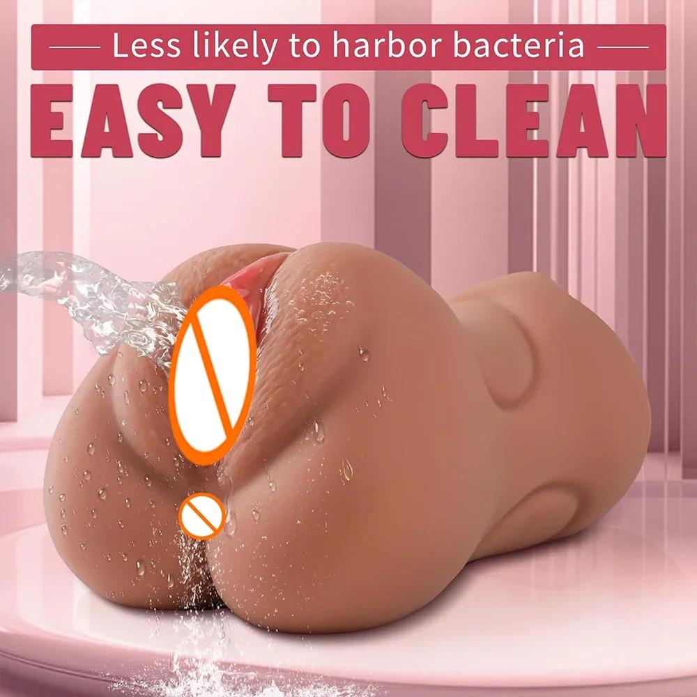 2-in-1Teeth Oral Vaginal Anal Insertion Male Prostate Orgasm Cup Deep Throat Silicone Vibrator Action Masturbation Adult Sex Toy