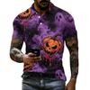 Men's Halloween Printed Vintage Texture Short Sleeve Polo Shirt Loose Breathable Summer Sports Street Casual Daily Wear Top