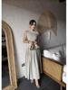 Summer Asymmetrical Neck Short Sleeve Ruched Dress for Women