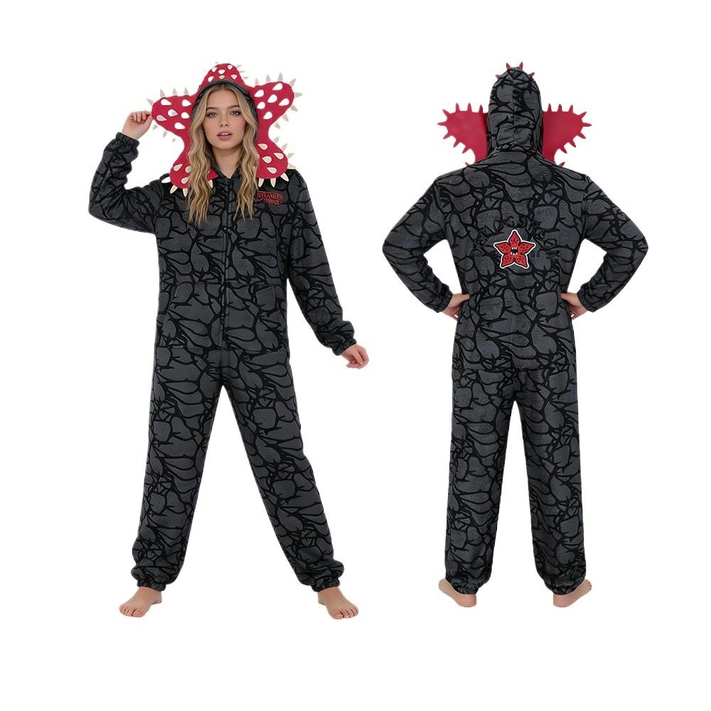 Adult Women Men Demogorgon Pajamas Fleece Jumpsuit Sleepwear