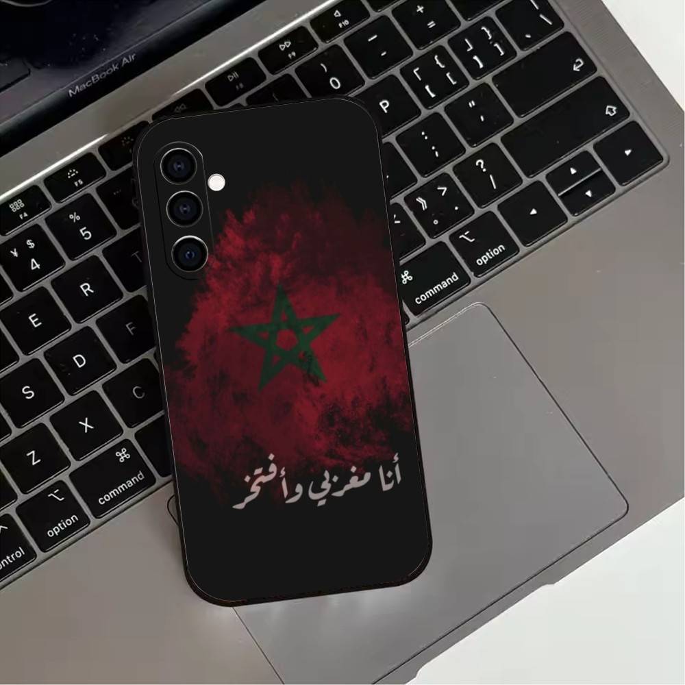 M-Morocco-12es Moroccan flag Phone Case For Samsung Galaxy A73,A72,A71,A70,A53,A52,A51,Soft Silicone Black Cover