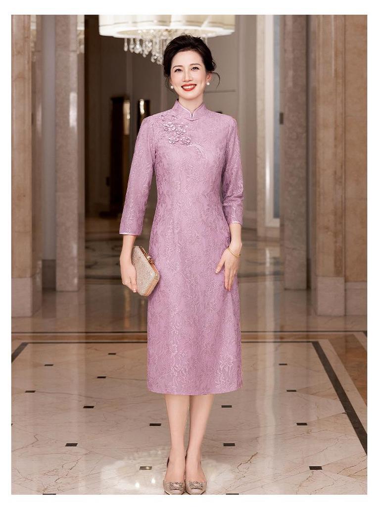 Elegant Pink Plus Size Chinese Style Short Sleeve Wedding Dress for Mothers & Mothers-in-Law - Autumn 2025 Collection