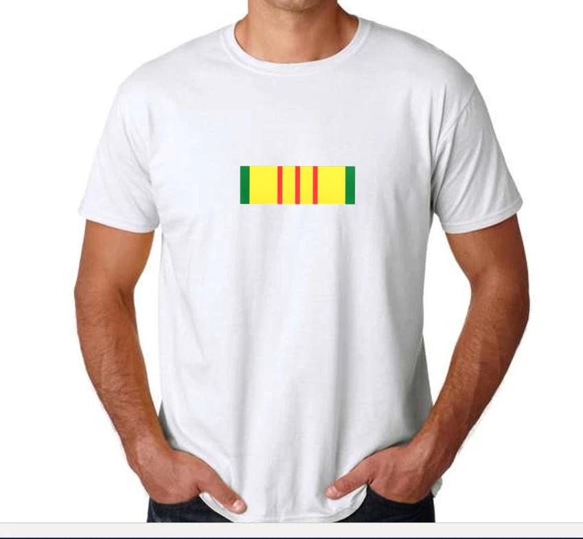 Vietnam Service Ribbon Vietnamese War Veteran Pride Patriot White Cotton T-Shirt M