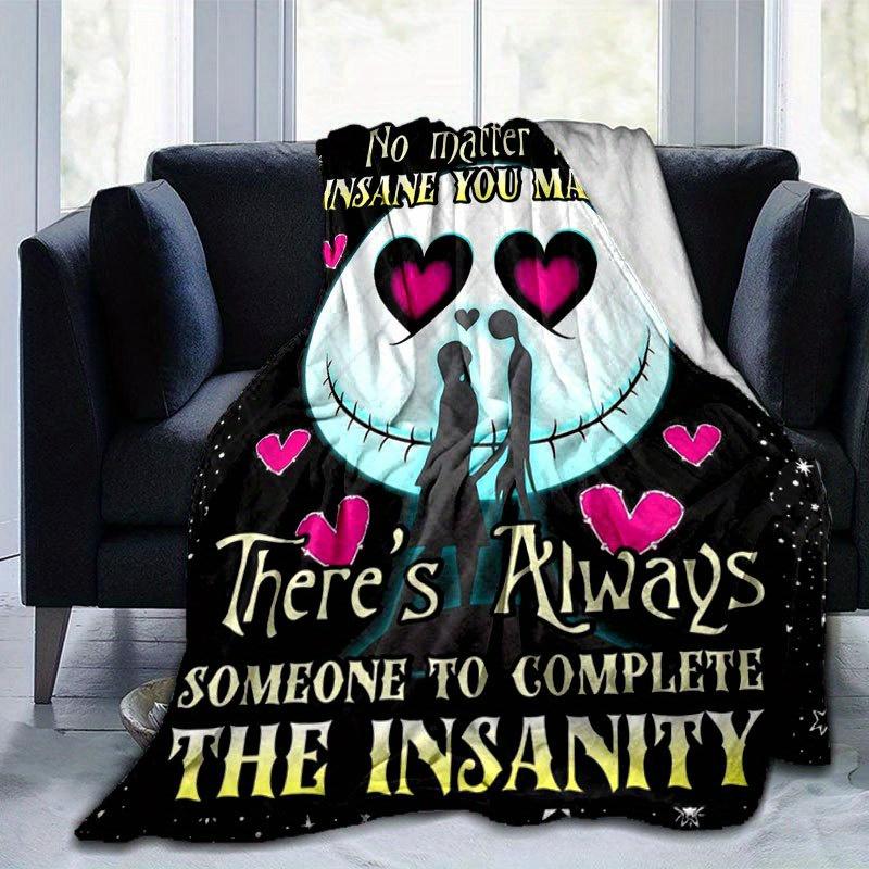 1pc Jack Skellington Printing Flannel Blanket Ideal for Travel Sofa Beds and Home Decor Ideal Birthday or Holiday Gift Available for All Sea