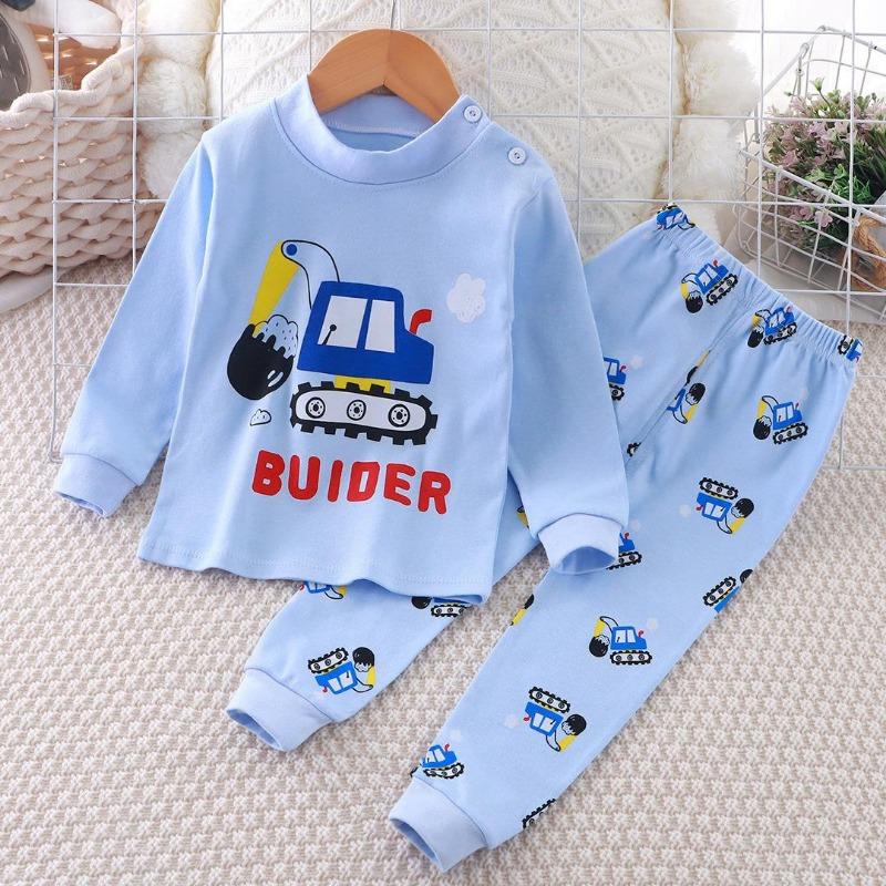 Winter Kids Long Sleeve O Neck T Shirt Pants Set Casual Baggy 2pcs Suit Cotton Cartoon Printes Outfit