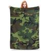 Flannel Throw Blanket Green Camouflage Army Camo Warm Plush Blankets Soft Bedding for Bed Living room Home Travel Couch