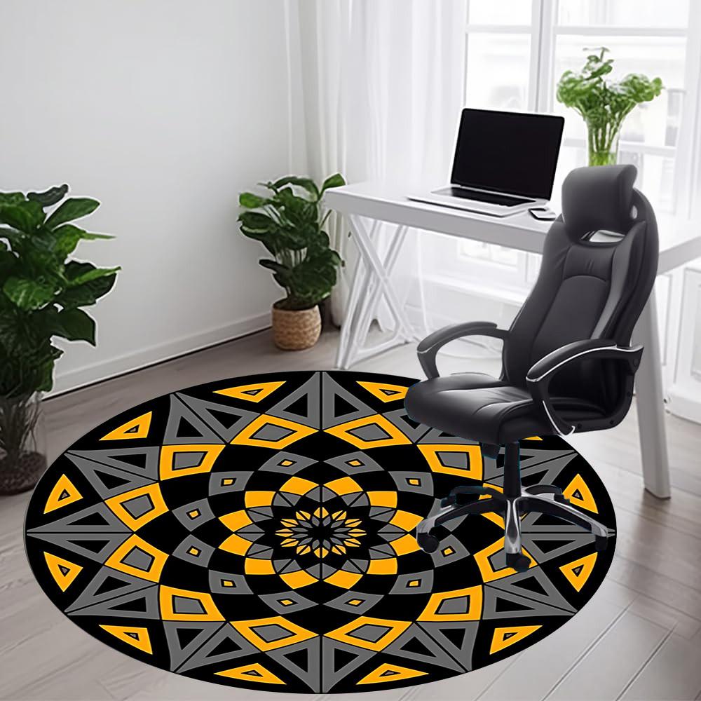 1pc Kaleidoscope Pattern Office Round Area Rug, Indoor Mat Suitable ForOffice, Under Office Chairs Bedroom Living Room Home Decor, Room Deco D004