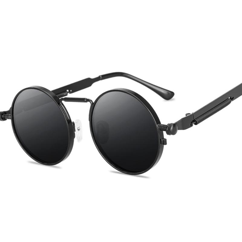 [Customized] Punk style sunglasses men's personalized spring metal glasses legs sunglasses round frame glasses sunglasses