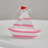 Sailboat Model Solid Wood Hand-Painted Small Sailing Ship Model Living Room Study Room Children Room Ocean Style Display Mold