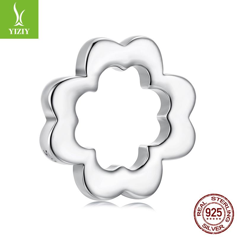 Simple And Versatile S925 Sterling Silver Lucky Grass Beaded, Classic And Fashionable Four-Leaf Clover Diy Jewelry Accessories