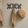Modern Butterfly Wall Mount Key Holder 7 Hooks Space Saving Black Metal Key Organizer