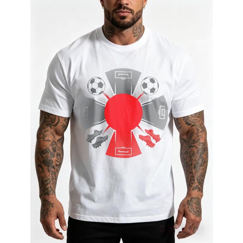 

European sizes Casual Sporty Style Men s T-Shirt Football And Soccer Equipment Design Summer Wear for Sports Fans And Gift for Him S белый