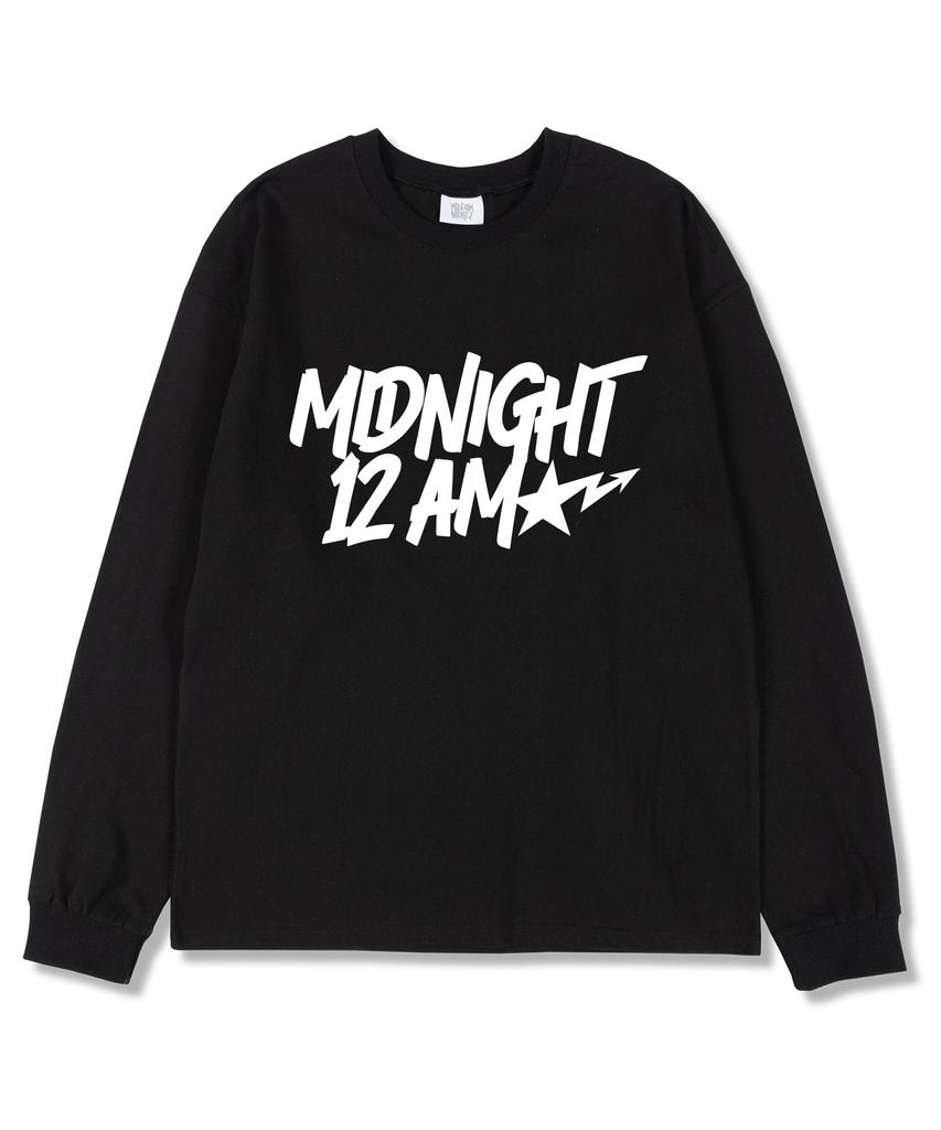 MIDNIGHT12AM Starpoint Oversized Long Sleeve T-Shirt Black (Ribbed Cuffs Selectable)