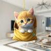 Car Rearview Mirror 2d Cat Hanging Pendant  Animal Shape Ornaments Backpack Accessories Cretive Adorns Decorative Decor for Car
