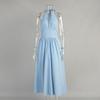 Women's 100% Cotton Long Maxi Dress  Spring Summer V-Neck Tie Waist Flowy A-Line Dress for Women European American Style
