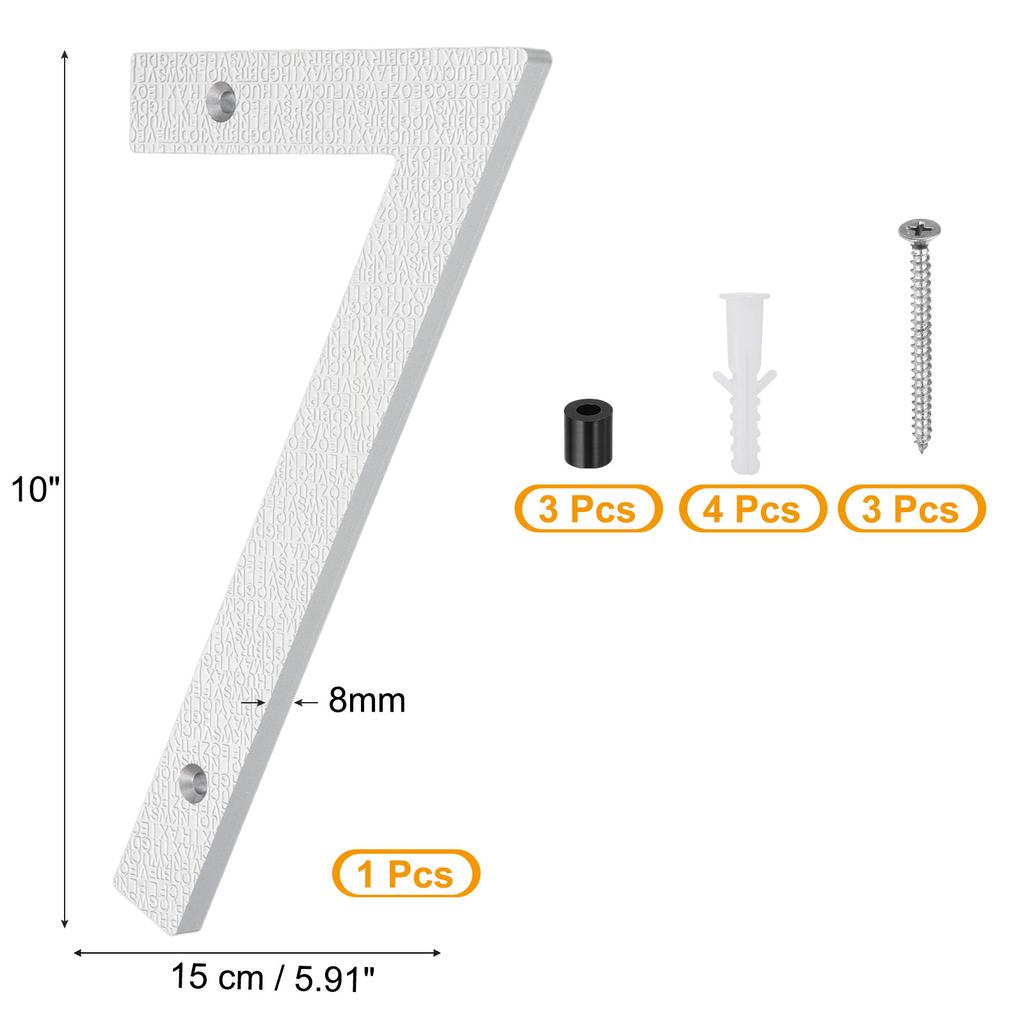 10 Inch House Number, House Address Numbers Sign Large Floating Modern with Screws for Outside Door Wall Street, Silver, 0-9