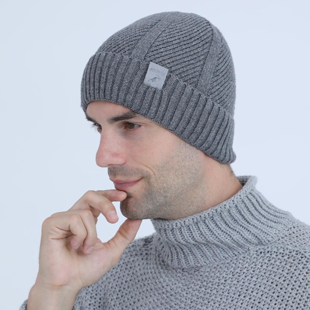 New Autumn and Winter Men's and Women's Cashmere and Velvet Thickened Knitted Wool Warm and Cold Proof Cycling Pullover Hat