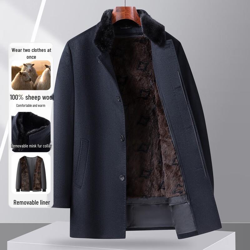 

Мужское двустороннее шерстяное пальто средней длины FAPAI.EC 4XL